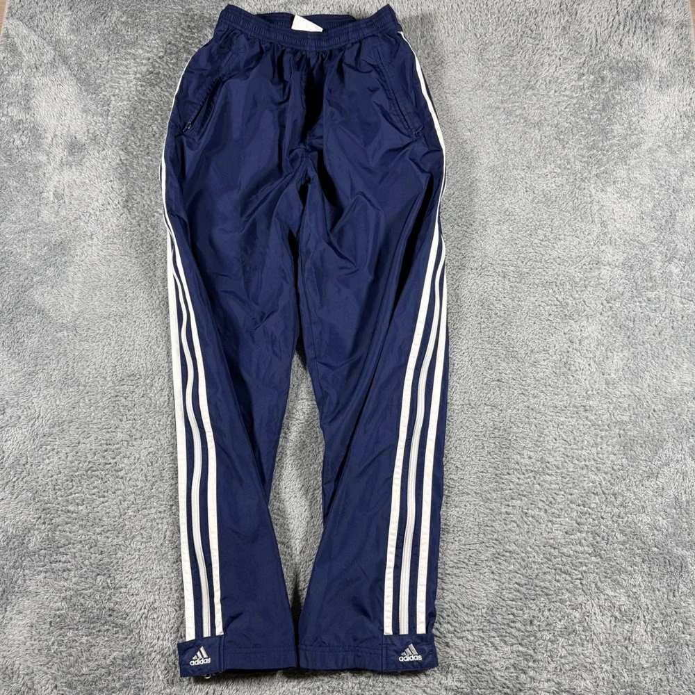 Vintage‎ Adidas Track Pants Mens Large Navy Blue Windbreaker Mesh Lined Full Zip
